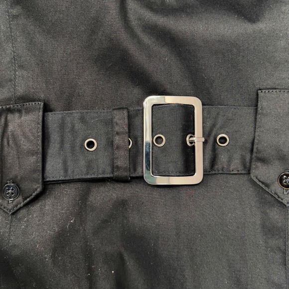 WILLI SMITH Black Shirt Dress Belted Utility Style Short Sleeve Women Size 8 - Picture 6 of 7